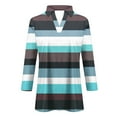thumbnail image 3 of Scyoekwg Womens Shirts 3/4 Sleeve Tops V-Neck Lapel Three-quarter Sleeve Tshirt Fall Clothes Dressy Casual Blouses Fashion Vintage Striped Printed Graphic Tops Loose Tops(Light Blue,XL), 3 of 5