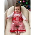 thumbnail image 4 of Loicainy Baby Toddler Girl Christmas Overalls 12 18 24 Months 2T 3T 4T 5T 6T Bell Bottoms Plaid Bows Sleeveless Jumpsuit, 4 of 9