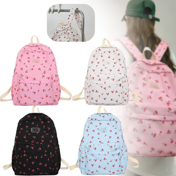 Cherry Print Aesthetic Backpack Casual Laptop Travel Backpack for Women, School, College and Daily Commute