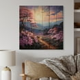thumbnail image 2 of Designart "Rhododendron landscape Pointillism Dot III" Floral Print on Natural Pine Wood, 2 of 5