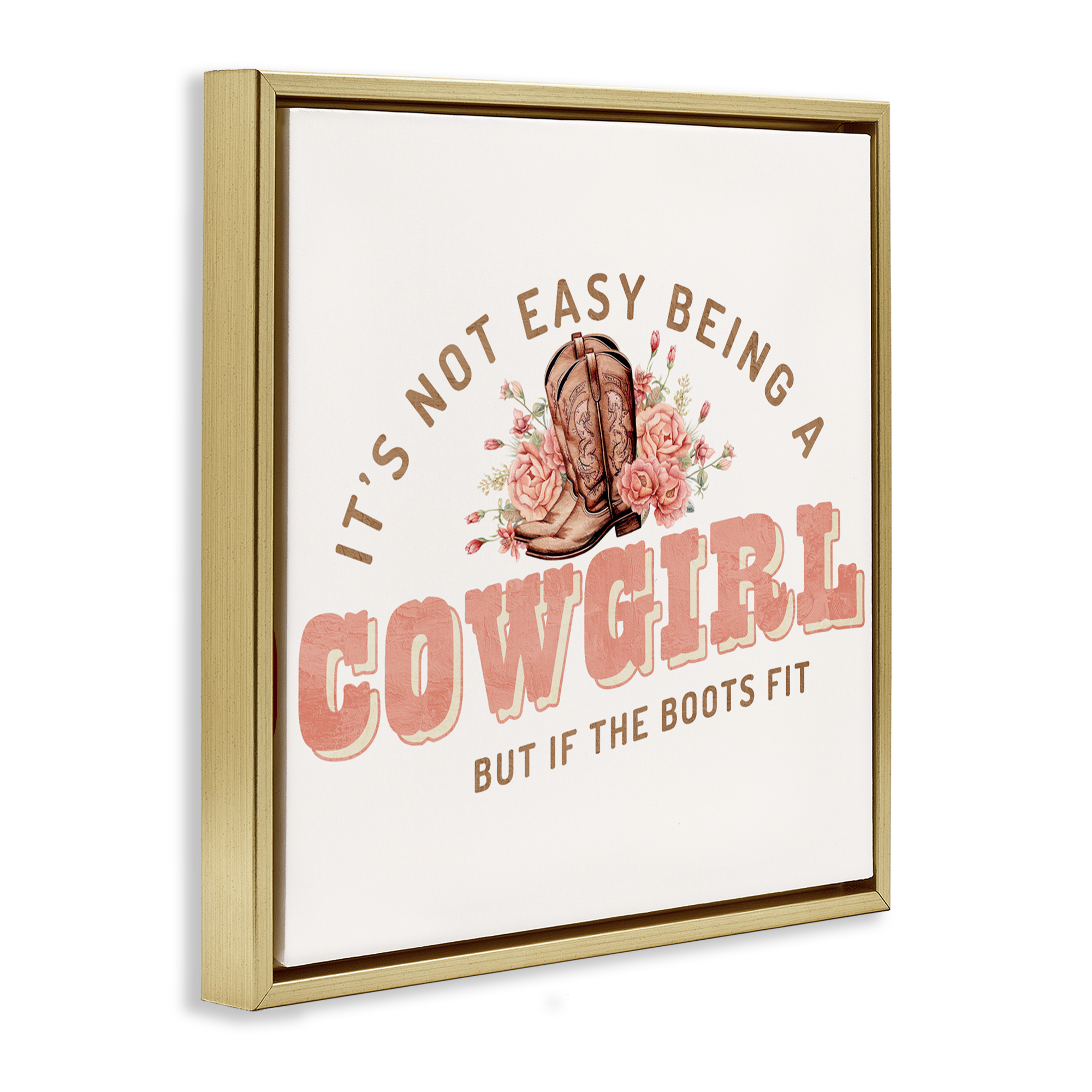 Not Easy Being Cowgirl Gold Framed Floater Canvas Wall Art, design by Kim Allen