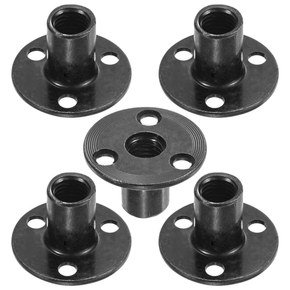 Uxcell 5-Pack M12x25mm T-Nuts Zinc Plated Carbon Steel Tee Nut 3-Hole Round Base Weld Nuts Black
