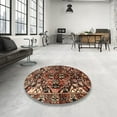 thumbnail image 4 of Ahgly Company Machine Washable Indoor Square Traditional Tiger Orange Brown Area Rugs, 5' Square, 4 of 7
