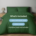 thumbnail image 3 of CGK Linens 3-Piece Premium Duvet Cover Set - Queen Size Soft Comforter Cover With Zipper & Matching Pillowcases, Emerald Green, 3 of 7