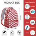 thumbnail image 6 of White Red Checkered Backpack for School,Cute School Bag,Schoolbag with Adjustable Shoulder Straps & Padded Back,15.3"x11"x6.7", 6 of 6