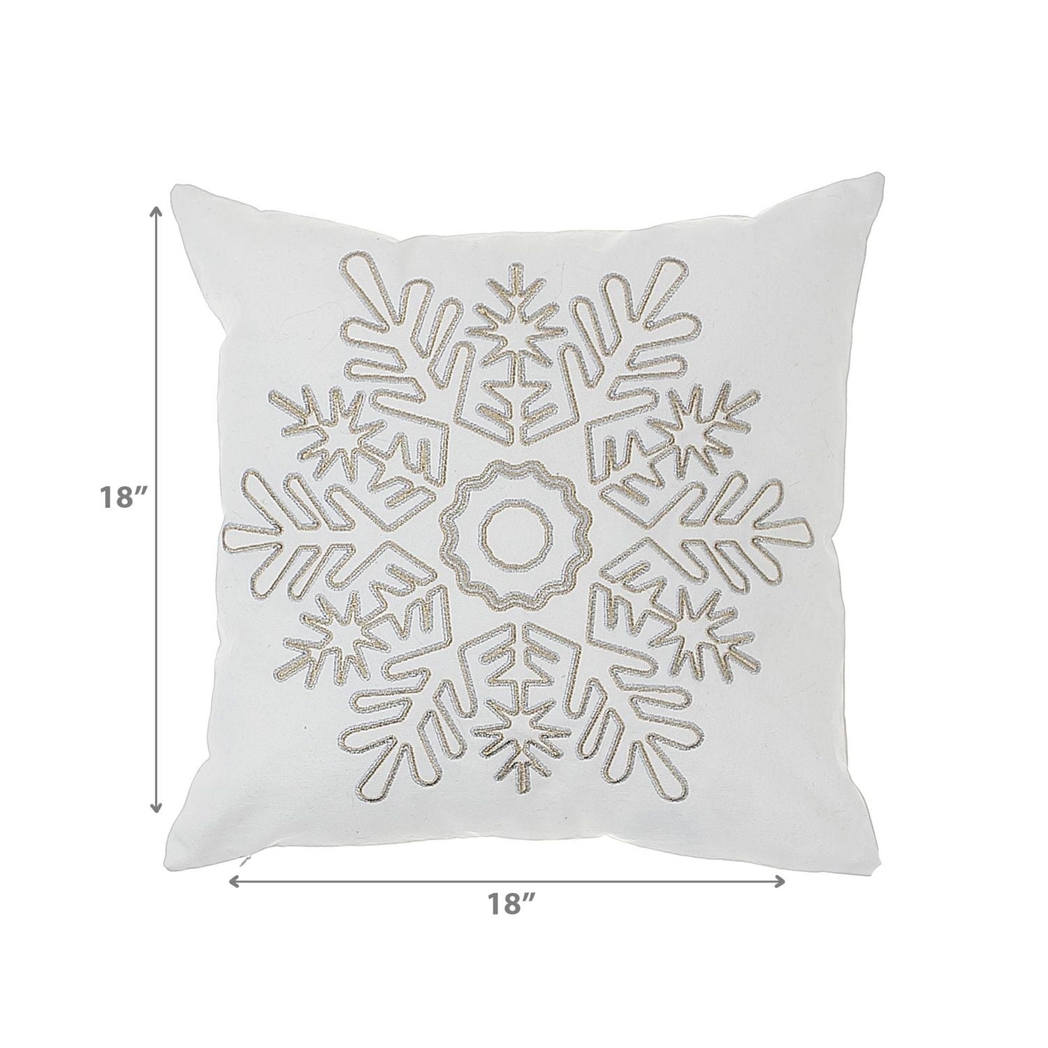 Embroidered Cotton Canvas Cushion Snowflake 18"X18" - Set of 2