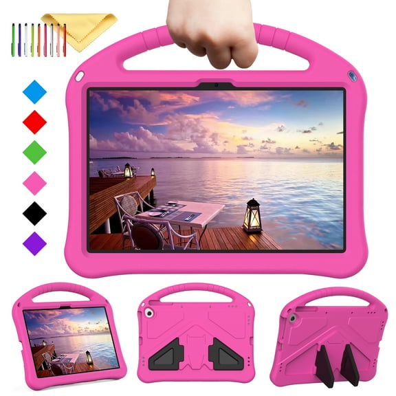 SaniMore Kids Case for Amazon Fire Max 11 Tablet (13th Generation, 2023 Release), [Handle & Kickstand] [Protective & Shockproof] Boys Girls Friendly Cover for Kindle Fire Max 11 Tablet, Rose