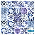 thumbnail image 2 of Mi Alma Removable Vinyl Retro White Blue Backsplash Tile Stickers, 24pcs, 2 of 11