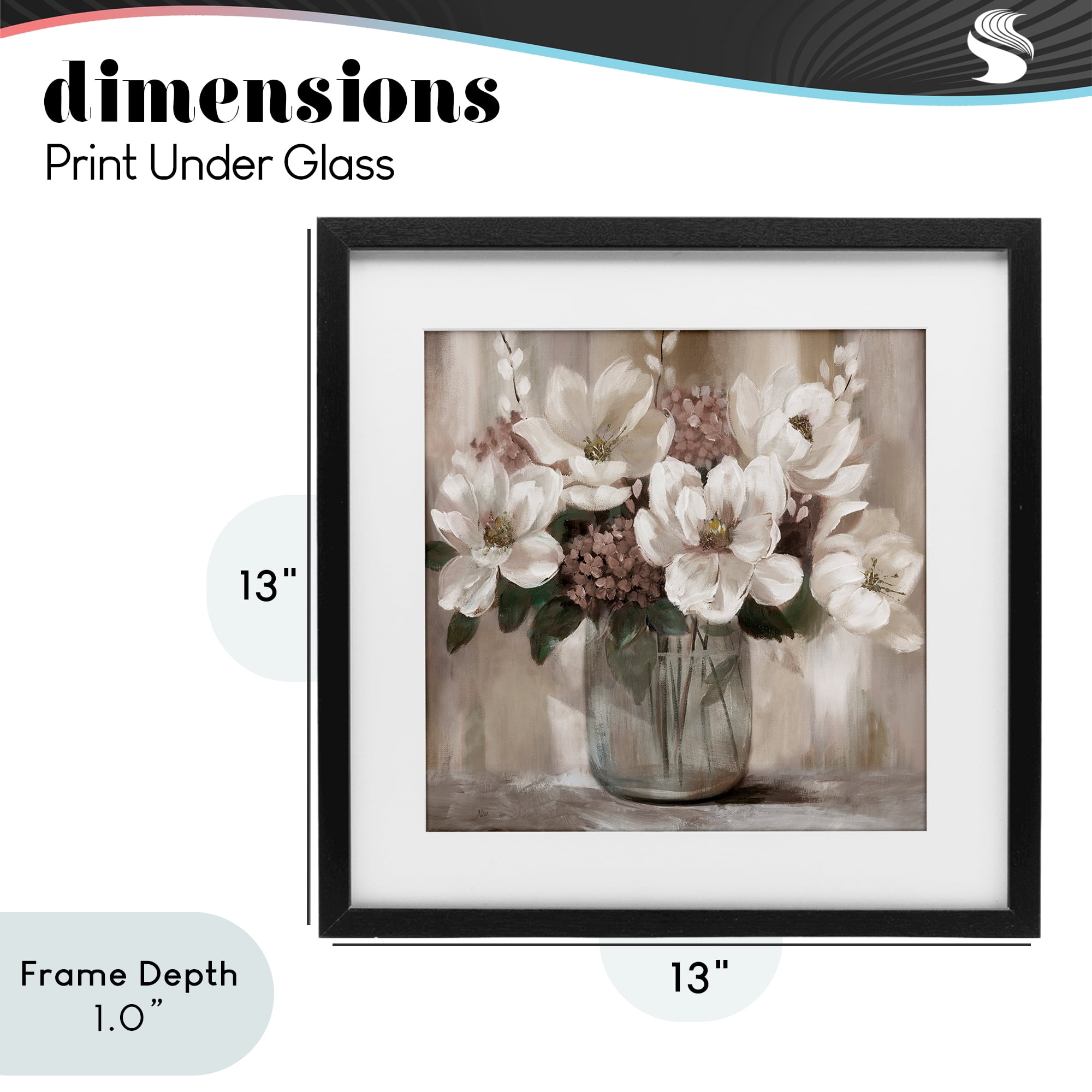 Stupell Industries Ivory Magnolias Vase Black Framed Print Under Glass, design by Nan