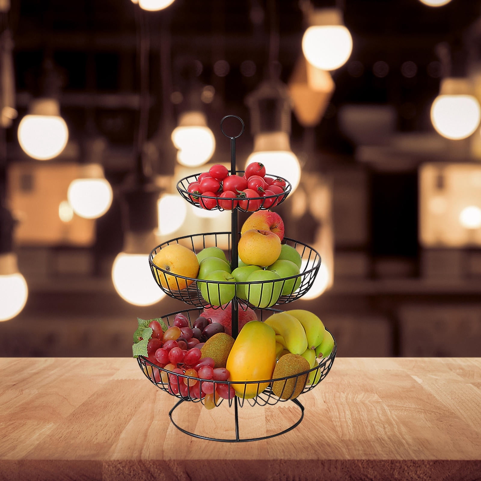 HONMEET Counter Fruit Basket Iron Fruit Storage Basket Black 1Pcs 30X30cm