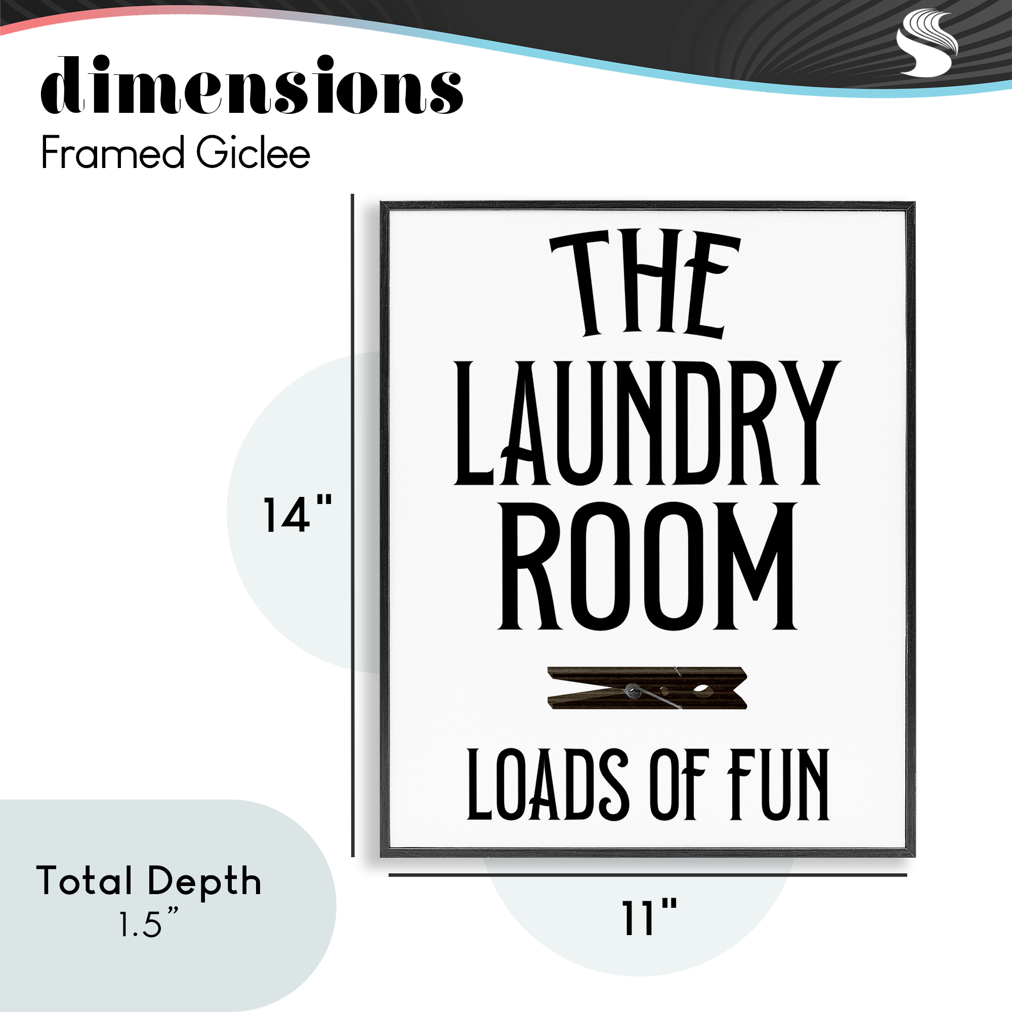 Loads Of Fun Clothespin Black Framed Giclee Art, design by Kim Allen