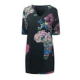 thumbnail image 3 of FcBaudy Robe à Manches Courtes à Col en V Longueur Genou, Robes d'Été pour Femmes, Robes pour Femmes Robe d'Été Imprimée Décontractée à Col en V pour Dames Robe de Plage à Manches Courtes Robe pour Femme, 3 of 6
