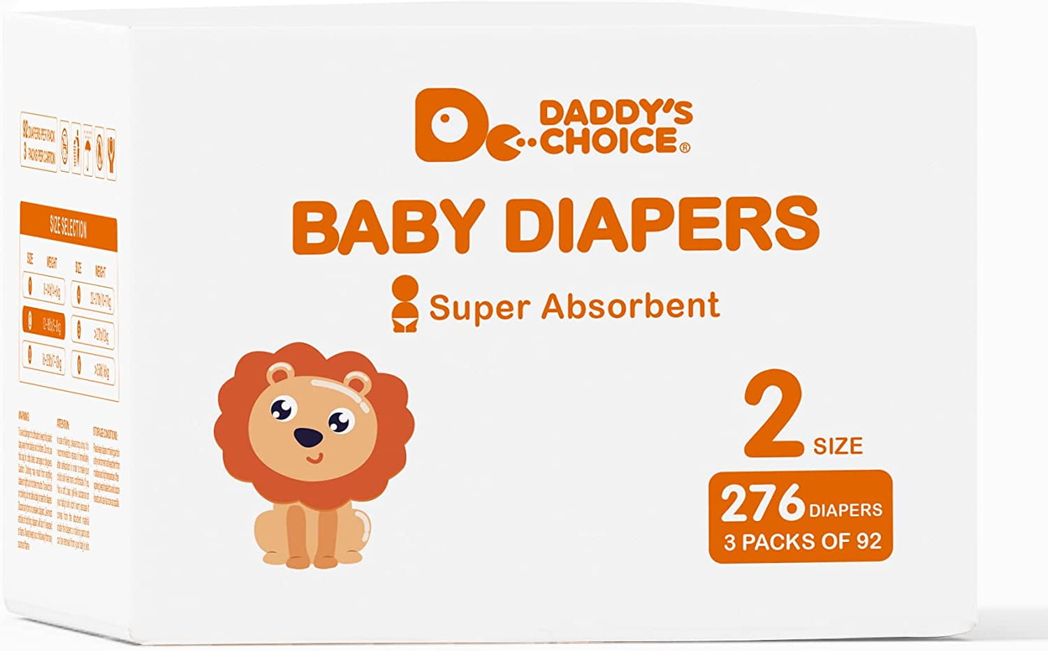 Baby Diapers Size 2 (1218 lbs) 276ct, Daddy's Choice Super Absorbent