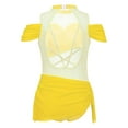 thumbnail image 2 of YUUMIN Kids Girls Cold Shoulder Rhinestones Leotard Dress Hollow Back Skirted Ballerina Costume Dance Yellow 12, 2 of 7