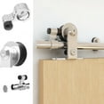 thumbnail image 2 of CCJH 9.6Ft Stainless Steel Sliding Barn Door Hardware Kit Heavy Duty Fit 28.8" for Double Wood Door, 2 of 8