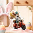 thumbnail image 4 of AURIGATE Easter Acrylic Flat Hanging Ornament, Bunny Riding Horse/Motorcycle Design, Festive Decor for Home Party Tree, 4 of 7