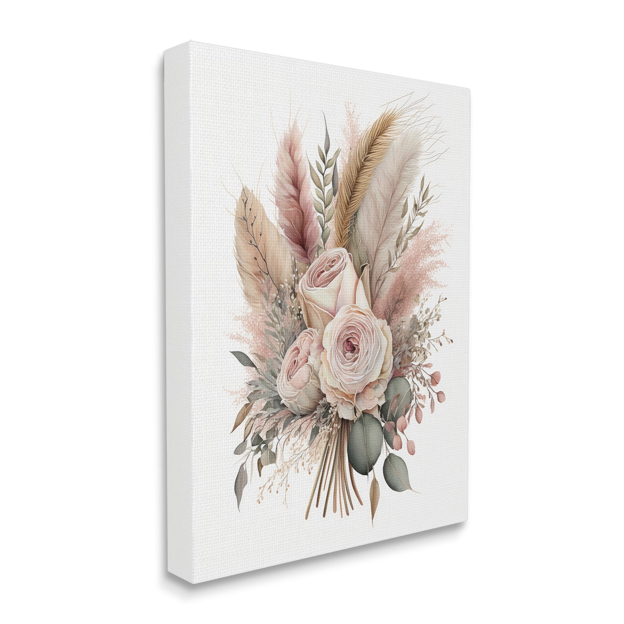 Stupell Industries Roses & Country Reeds Botanical & Floral Painting Gallery Wrapped Canvas Art Print Wall Art, 30 x 40