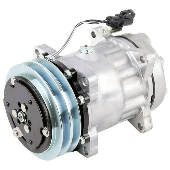 AC Compressor & 132mm Double V-Belt A/C Clutch Replaces Sanden SD7H15 HD 4497 4704 12v - BuyAutoParts