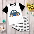 thumbnail image 2 of CAICJ98 Toddler Boys Summer Clothes 2T 3T 4T 5T Kids 2-12 Years Boys Truck Embroidery Short Sleeve T-Shirt Tops and Plaid Shorts Set Cute Toddler Boy Outfits (Dark Blue,5-6 Years）, 2 of 6