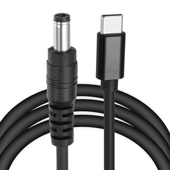 5FT USB C to DC PD Power Fast Charging Cable, 5.5mmx2.1mm 60W/20V DC Power Cable, Type C Input 3A Adapter Jack Converter for Router, Camera, TV Box, Desk Lamp(Black)