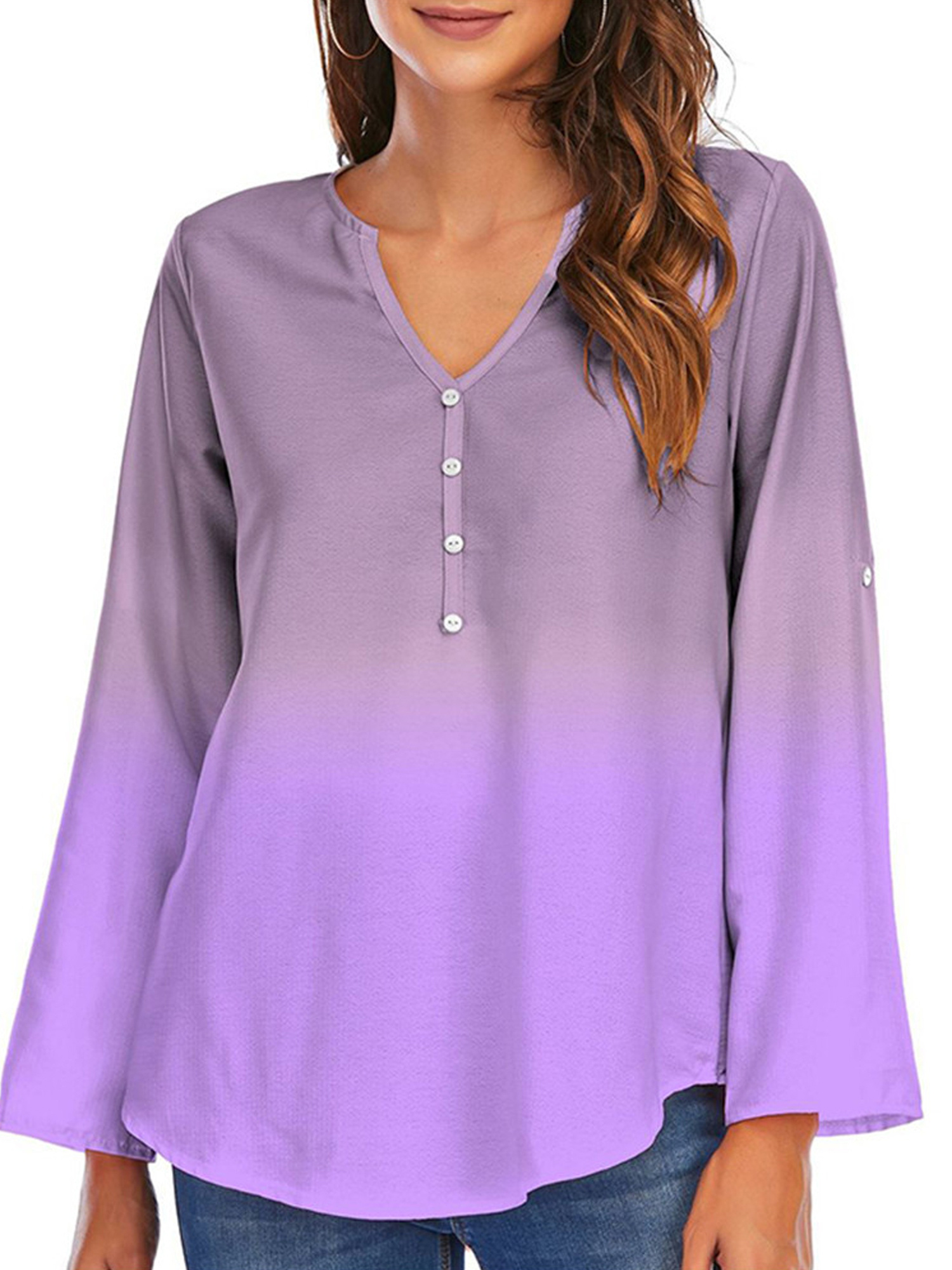 Pfysire Womens Short Sleeve Henley Shirt V Neck Blouses Tunic Tops