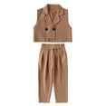 thumbnail image 2 of Angala 2 Piece Outfits For Girls V-Neck Sleeveless Elegant Stylish Vest Coat With Wide Leg Pants Set Girls Autumn Daily Wear Clothes, 2 of 5