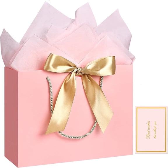 AUCLAY 3PCS Large Gift Bags, 12.6” Birthday Gift Bags with Handles Tissue Paper for Wedding Party Mothers Day