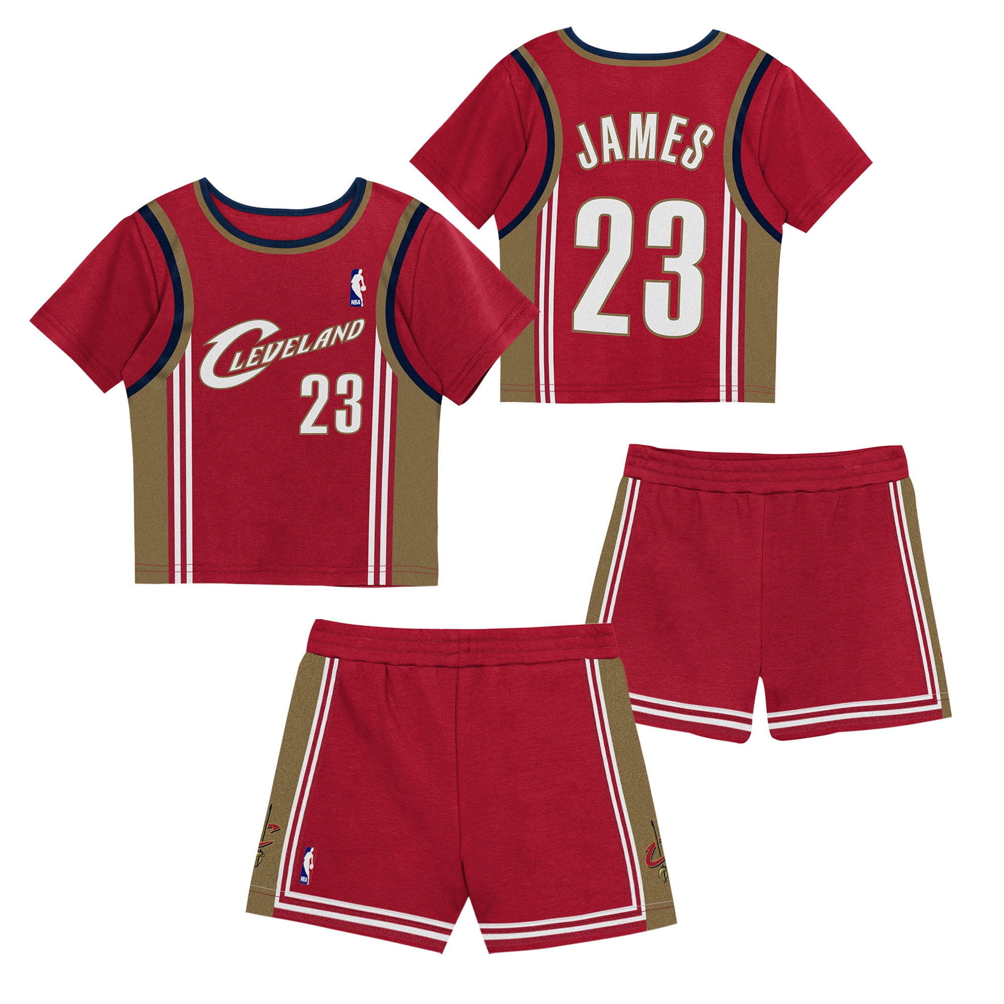 Preschool Mitchell & Ness LeBron James Wine Cleveland Cavaliers Play by Place Two-Pack T-Shirt & Shorts Set