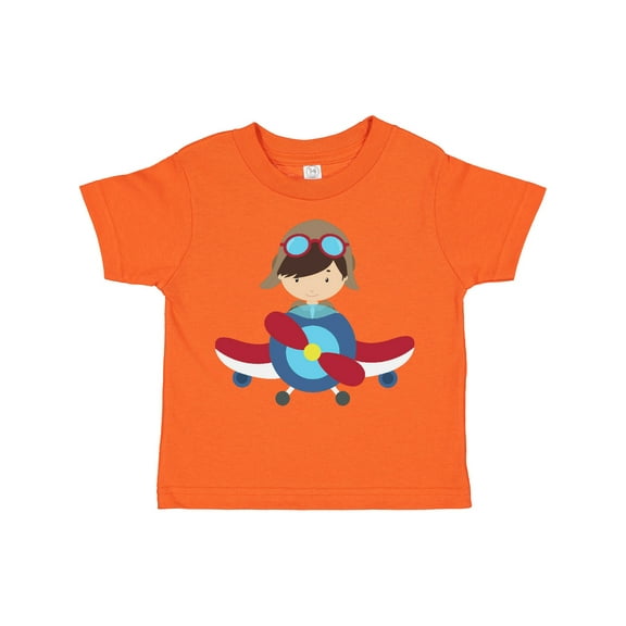 Inktastic Pilot Boy, Airplane, Plane, Flying, Brown Hair Boys Toddler T-Shirt