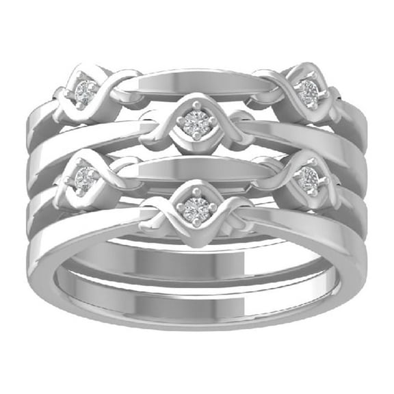 ARAIYA FINE JEWELRY Sterling Silver Diamond Stackable Band Ring (1/8 cttw, I-J Color, I2-I3 Clarity) Size 9