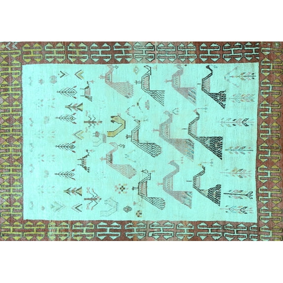 Ahgly Company Indoor Rectangle Persian Light Blue Traditional Area Rugs, 8' x 12'