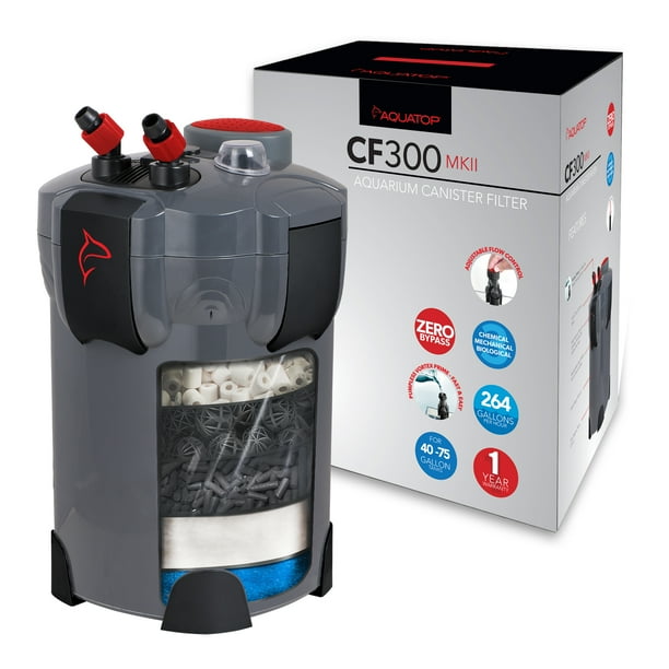 Aquatop Canister Filter 3 Stage, 264GPH Super Quiet Vortex Easy Prime ...