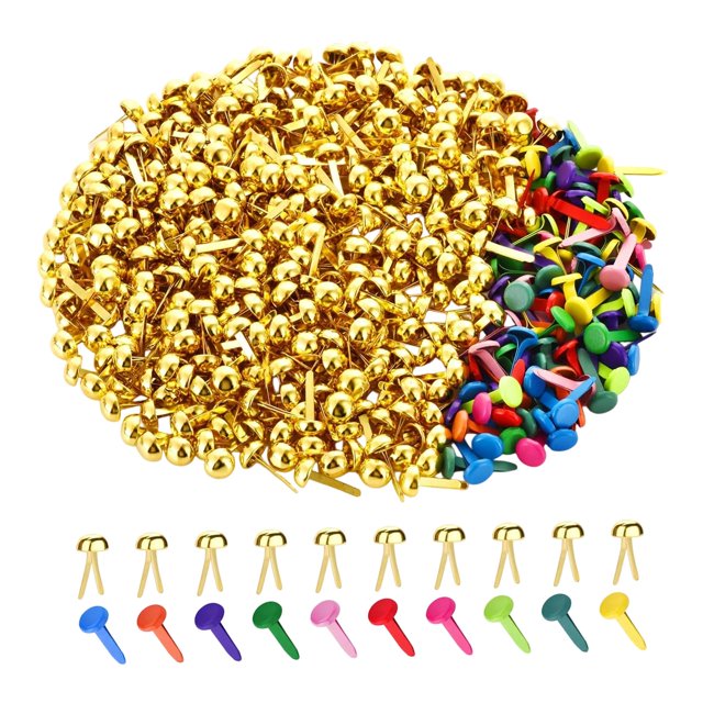 300 clips de papel, pasadores partidos estañados, alfileres para manualidades, chinchetas, remaches para scrapbooking Dorado y colorido