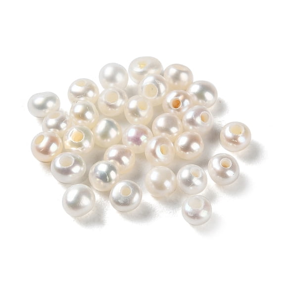 20pcs Cultured Freshwater Pearl Beads Half Drilled Hole Round Floral White 2~2.5x1.5~2mm Hole: 0.7mm