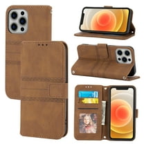 Mantto Wallet Case For iPhone 13 Mini, Magnetic Closure Folio PU Leather Shockproof Hand Strap Full Body Credit Card Slot Kickstand Cover For iPhone 13 Mini, Brown