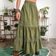 thumbnail image 1 of Falda Larga Falda con ribete de encaje para mujer, falda de verano con forma de A, traje de vacaciones (verde militar L) Cgtredaw para Mujer ejercito verde T L, 1 of 6