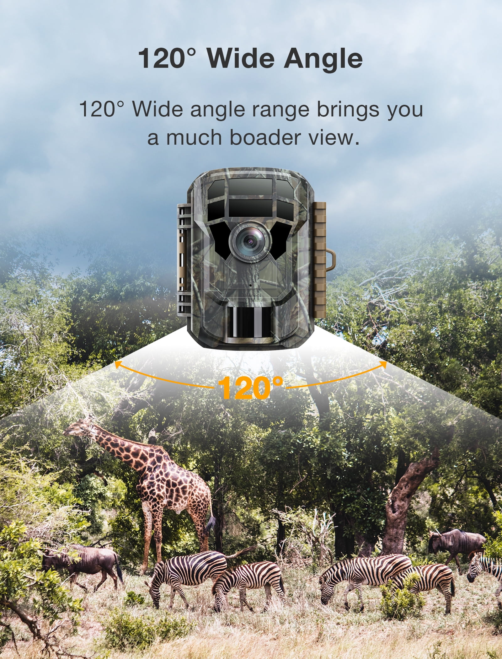 CAMPARK Trail Camera 36MP 2K Game Hunting Camera with  Night Vision Motion Activated Waterproof 120°Wide-Angle Trail Cam for Wildlife Monitoring
