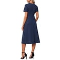 thumbnail image 3 of INSPIRE CHIC Women's Maternity Dress A Line Crewneck Short Sleeve Stretchy Summer Office Work Midi Pregnancy Dresses XL Blue, 3 of 6