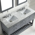 thumbnail image 4 of Caroline Estate 60" Double Bath Vanity in Gray with White Marble Top and Square Sinks with Brushed Nickel Faucets with Matching Mirror, 4 of 5