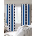 thumbnail image 3 of Coastal Turtle Blackout Curtains, Light Blocking Print Window Curtains, Blue Stripe Navy White Geometric Ocean Thermal Insulated Window Drapes for Living Room Kitchen Cafe 2 Panels, 84"W x 63"L, 3 of 9