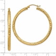 thumbnail image 5 of 14K Yellow Gold Diamond-Cut 3mm Round Hoop Earrings (45 X 3) Made In Peru tc270, 5 of 6