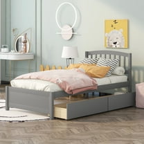 Bellemave Twin Bed Frame with 2 Storage Drawers, Wood Platform Beds with Headboard, Modern Storage Bed for Bedroom (Grey)