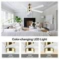 thumbnail image 6 of 54 in. White and Gold DC Indoor Ceiling Fan with Light Kit, 5 Reversible Blades Carved Wood Blades, 6 of 7