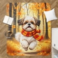 thumbnail image 4 of Welcome Fall Shih Tzu Strolling Through the Autumn Maple Forest Cozy Sherpa Blanket Lion Dog Lover Gifts Warm Soft Throw Blanket - 12012, 4 of 5