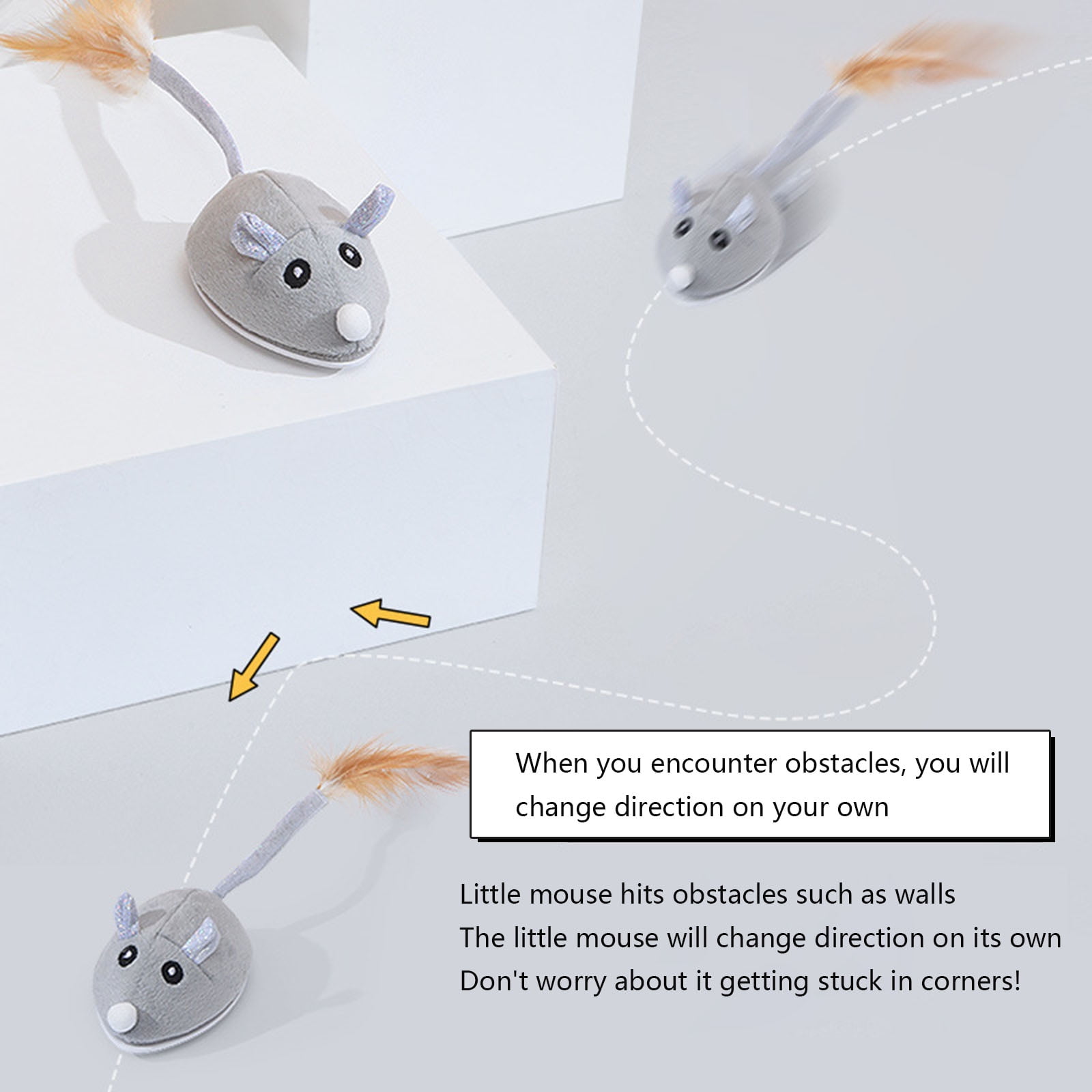 Cats Interactive Mice Toy USB Soft Flocking Mouse Kitten Catch Training for Indoor Cats Flexible for Play To