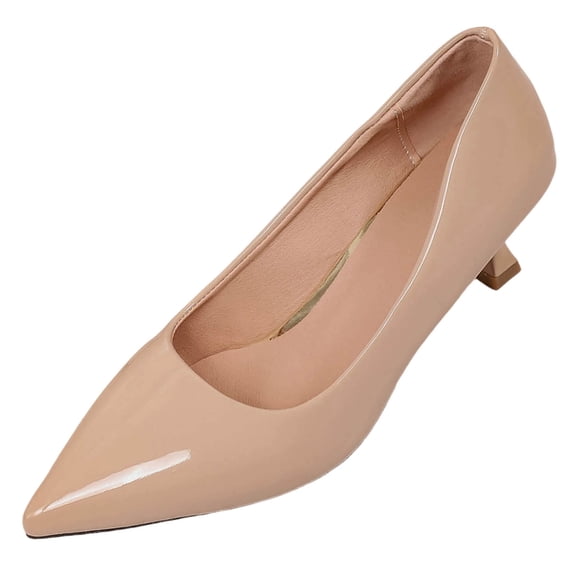 Beige Women'S Heels Solid Color Pointed Toe Retro French Style Low Cut Breathable Comfortable Casual Daily Wear Footwear For Spring Summer Size 36
