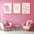 thumbnail image 2 of Fashion Pink Bow Wall Art Coquette Preppy Wall Decor Pink Cowboy Boots Painting Picture Lucky Girl Poker Canvas Poster Prints for Girls Dormitory College Apartment Home Decor, 2 of 6