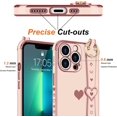 thumbnail image 5 of for iPhone 13 Pro Case Cute Love-Heart Plating Wristband Phone Cover for Women Girls Bling Soft Silicone Camera Lens Protection Bumper Shockproof Phone Case for iPhone 13 Pro (6.1'') - Pink, 5 of 14