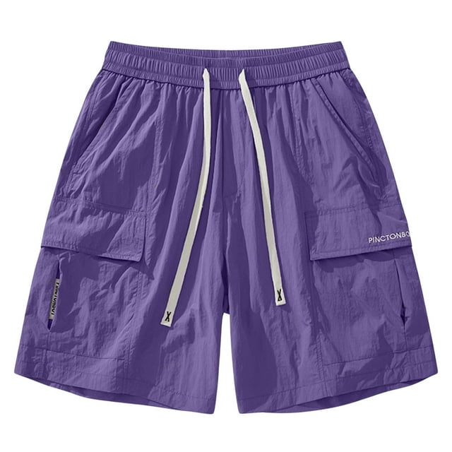 Pantalones cortos cargo para hombre: cintura elástica con cordón, entrenamiento atlético, mezcla de algodón, múltiples bolsillos, tallas L-XXXXL