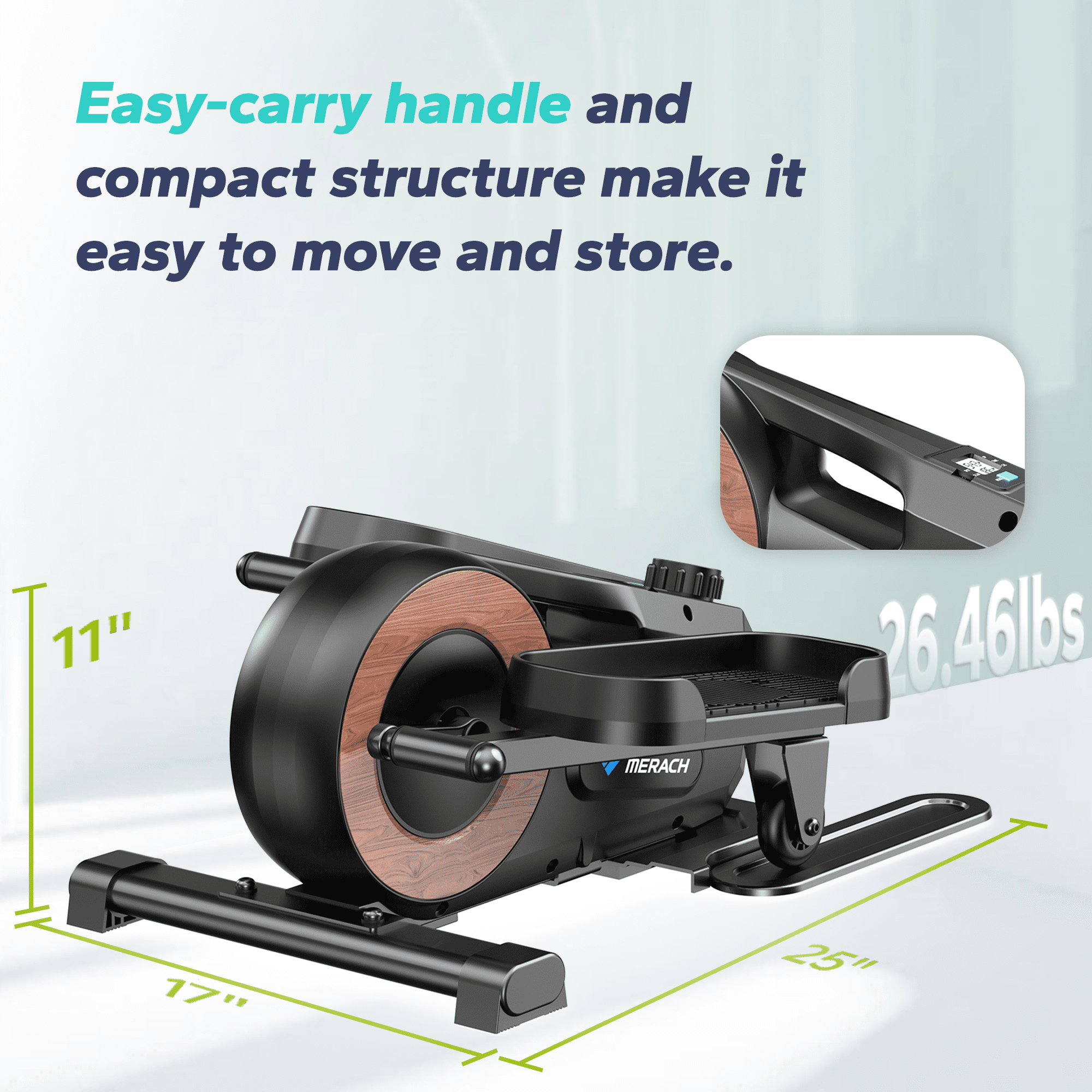 MERACH Under Desk Elliptical, Leg Exerciser While Sitting for Seniors with 8-Level Resistance, Quiet Portable 2-in-1 Seated & Standing Pedal Exerciser Equipment for Home Office